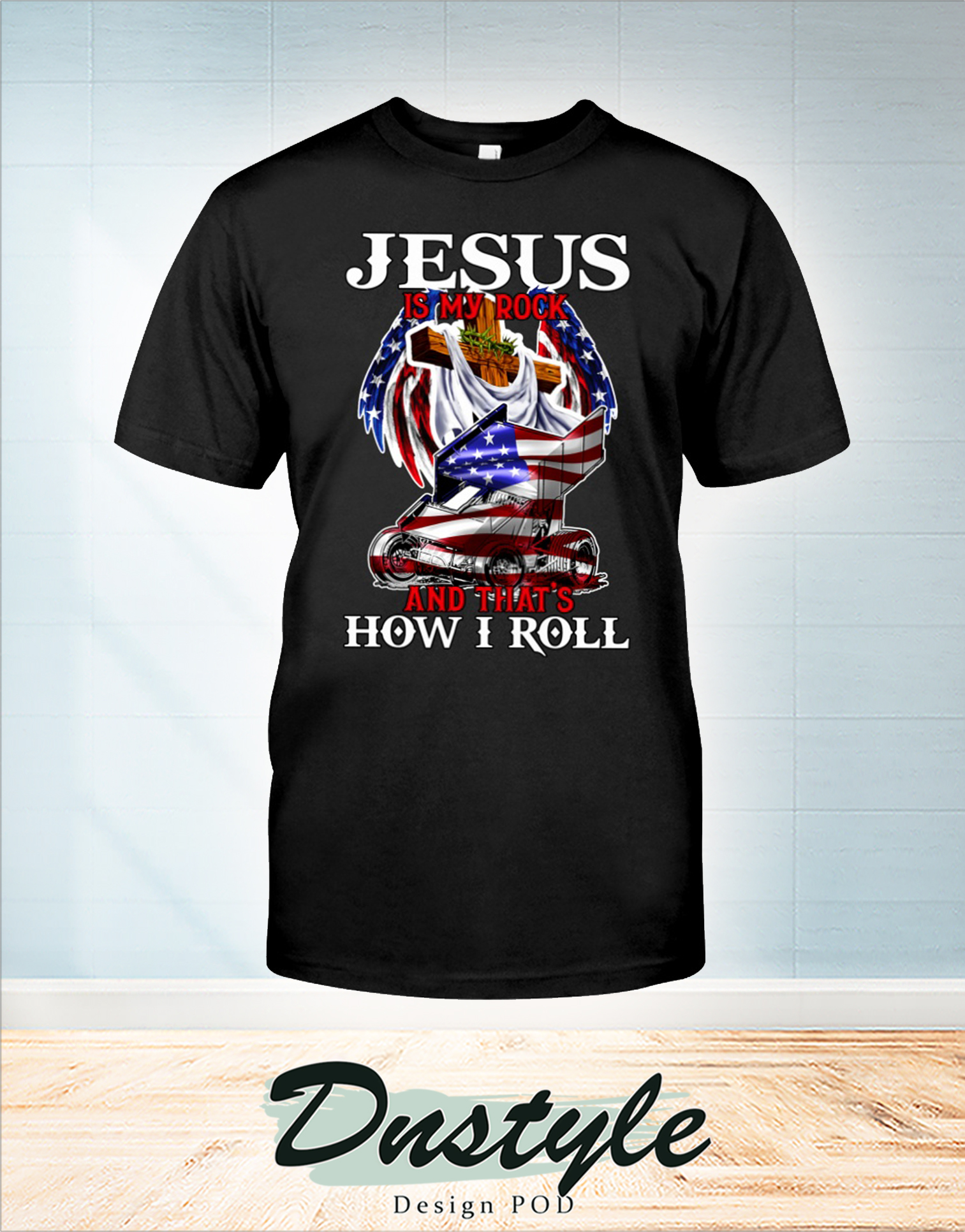 Sprint car jesus is my rock and that's how I roll t-shirt