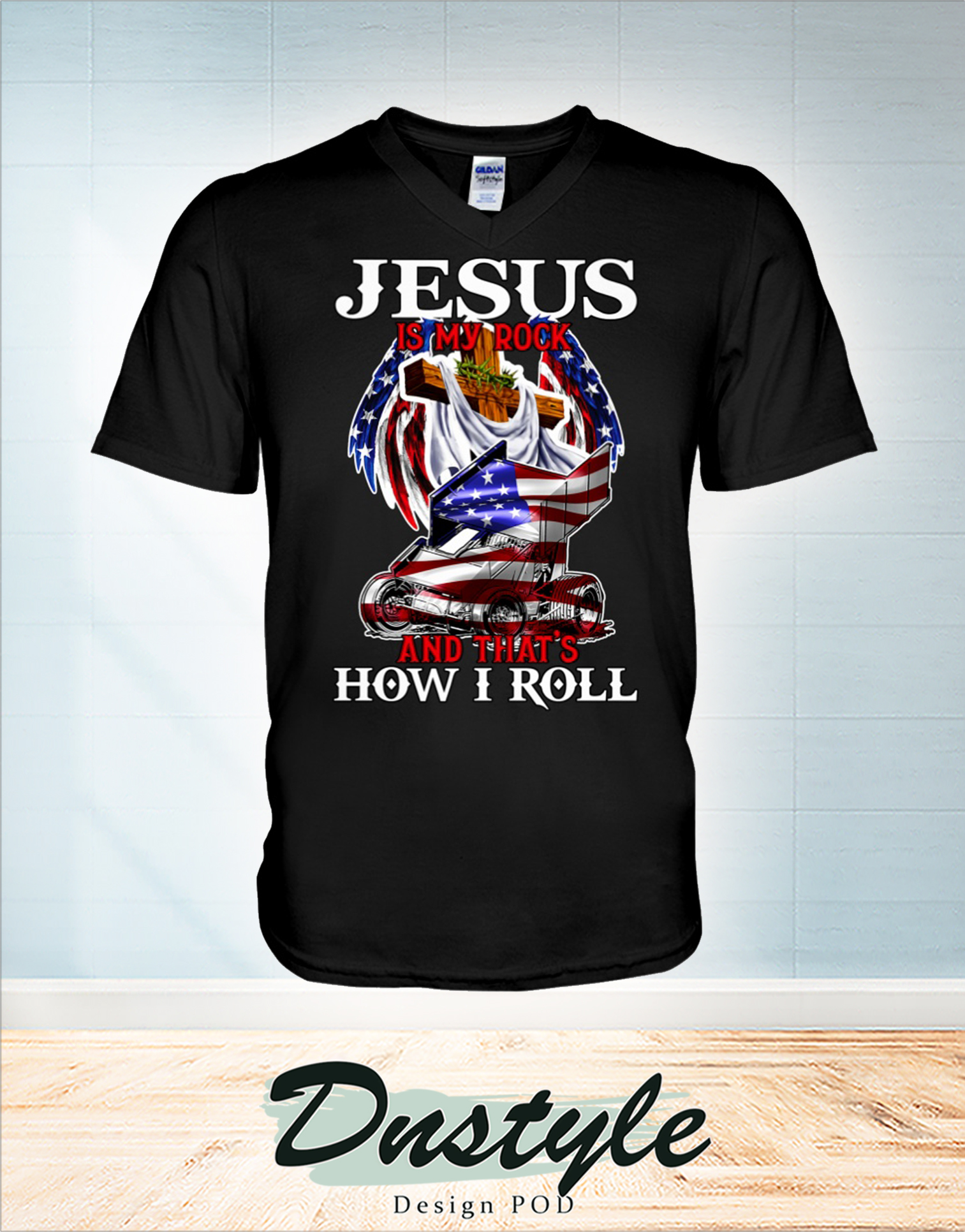 Sprint car jesus is my rock and that's how I roll v-neck