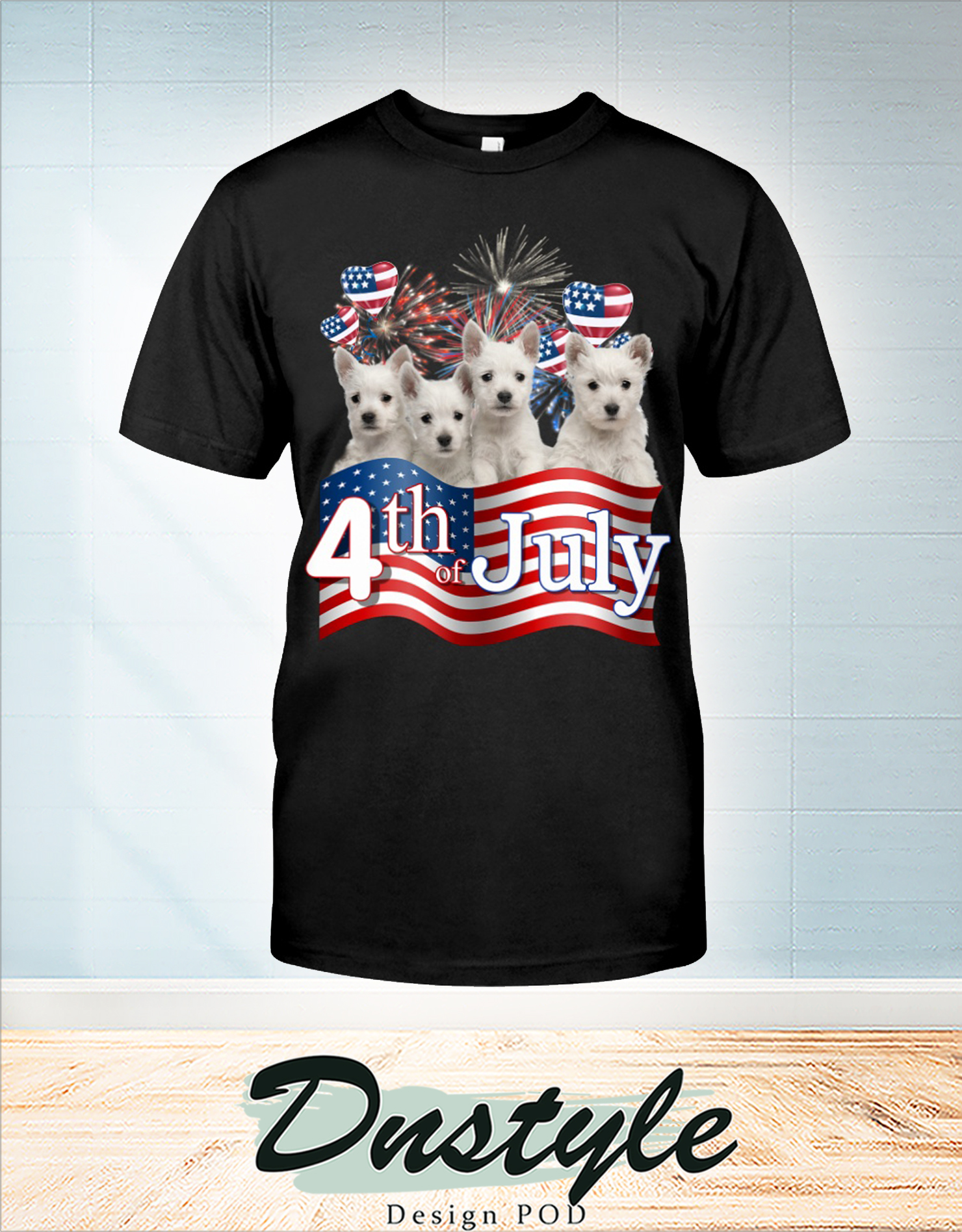 Westie we love america 4th of july t-shirt