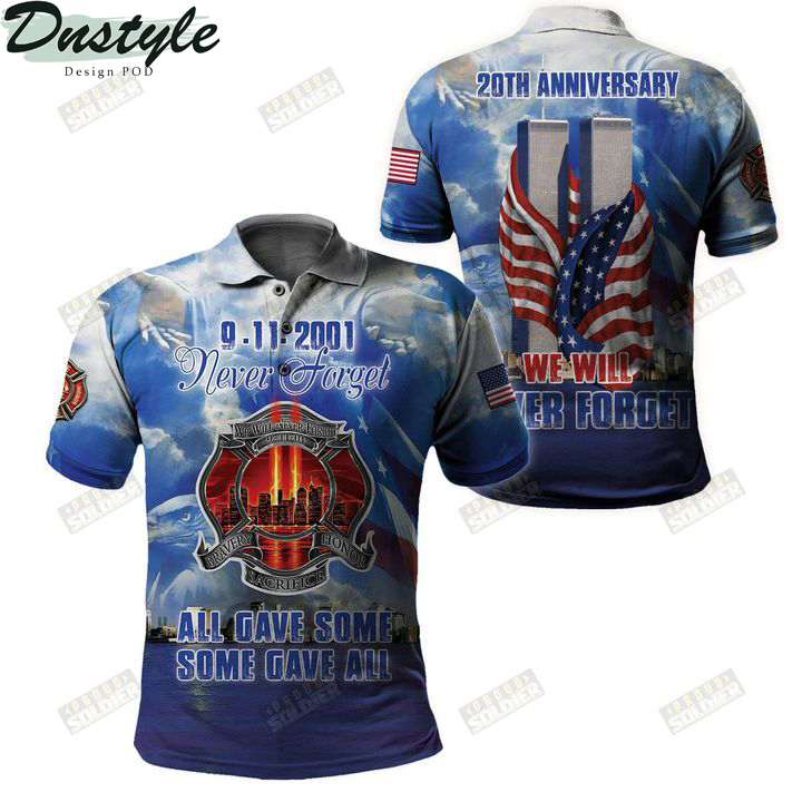 9 11 20th anniversary we will never forget 3d all over printed polo