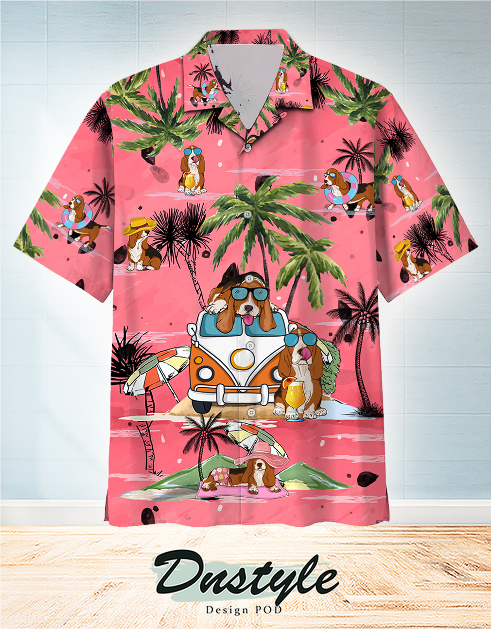 Basset Hound Summer Beach Hawaiian Shirt