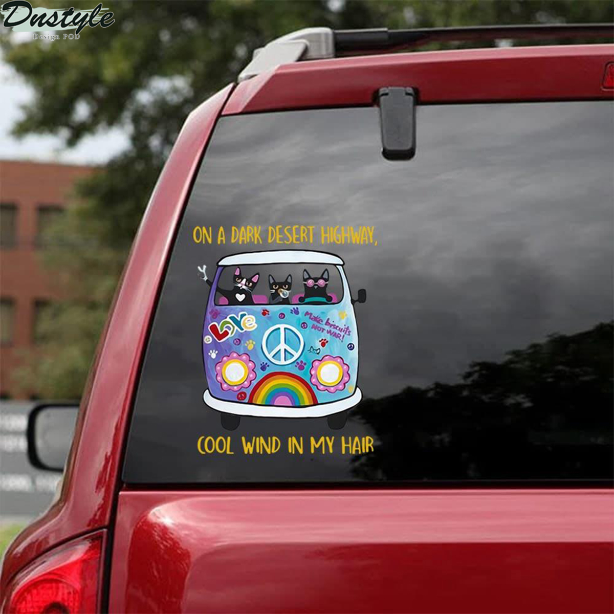 Black cat hippie crack car decal sticker 2