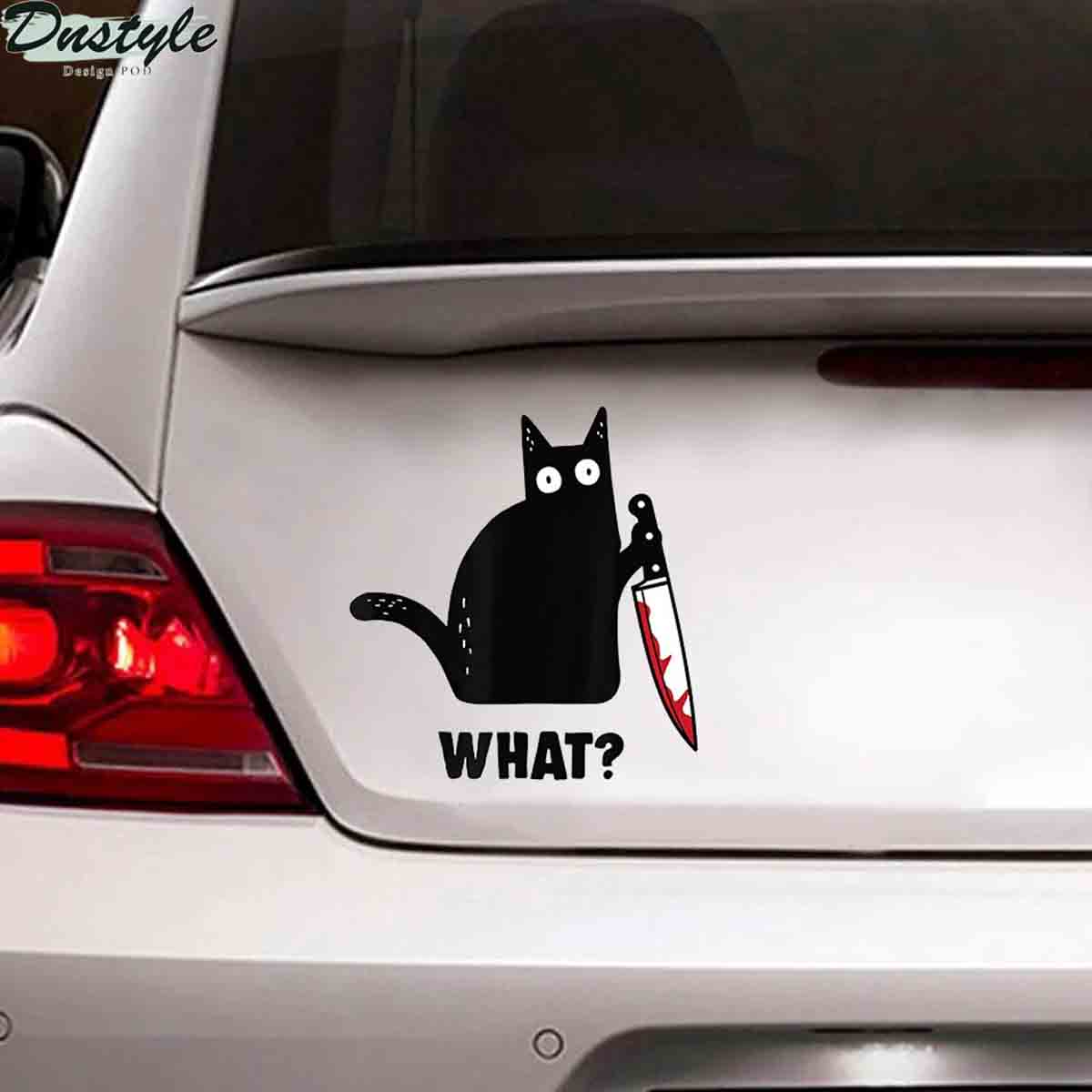 Black cat knife murder car decal sticker