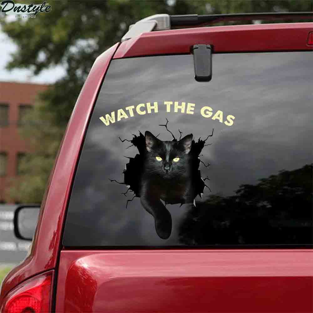 Black cats watch the gas car decal sticker