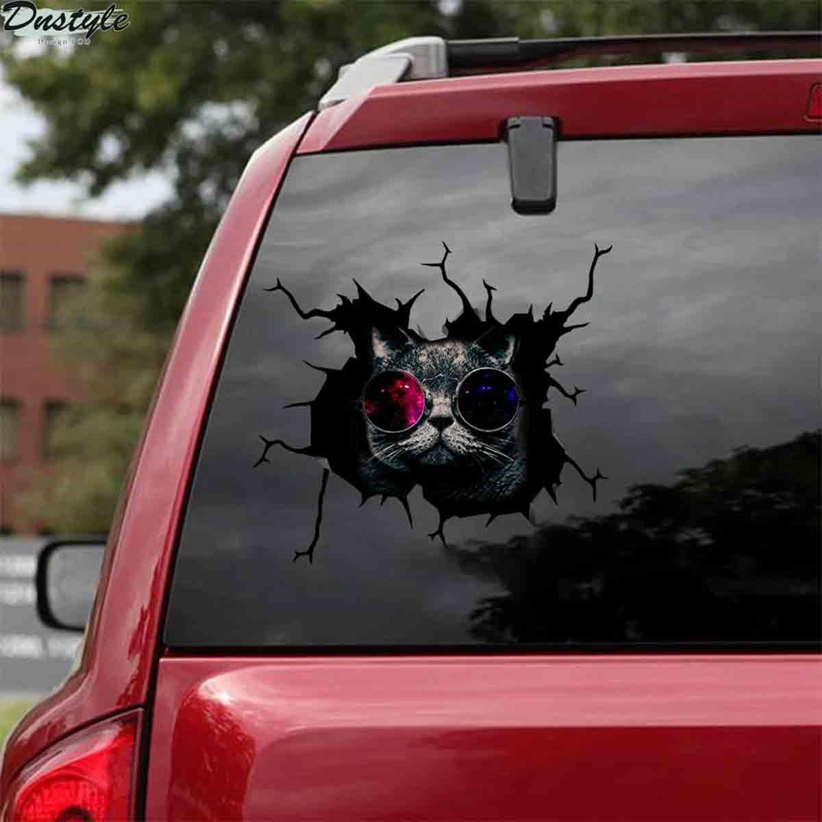 Black cats with glasses car decal sticker 1