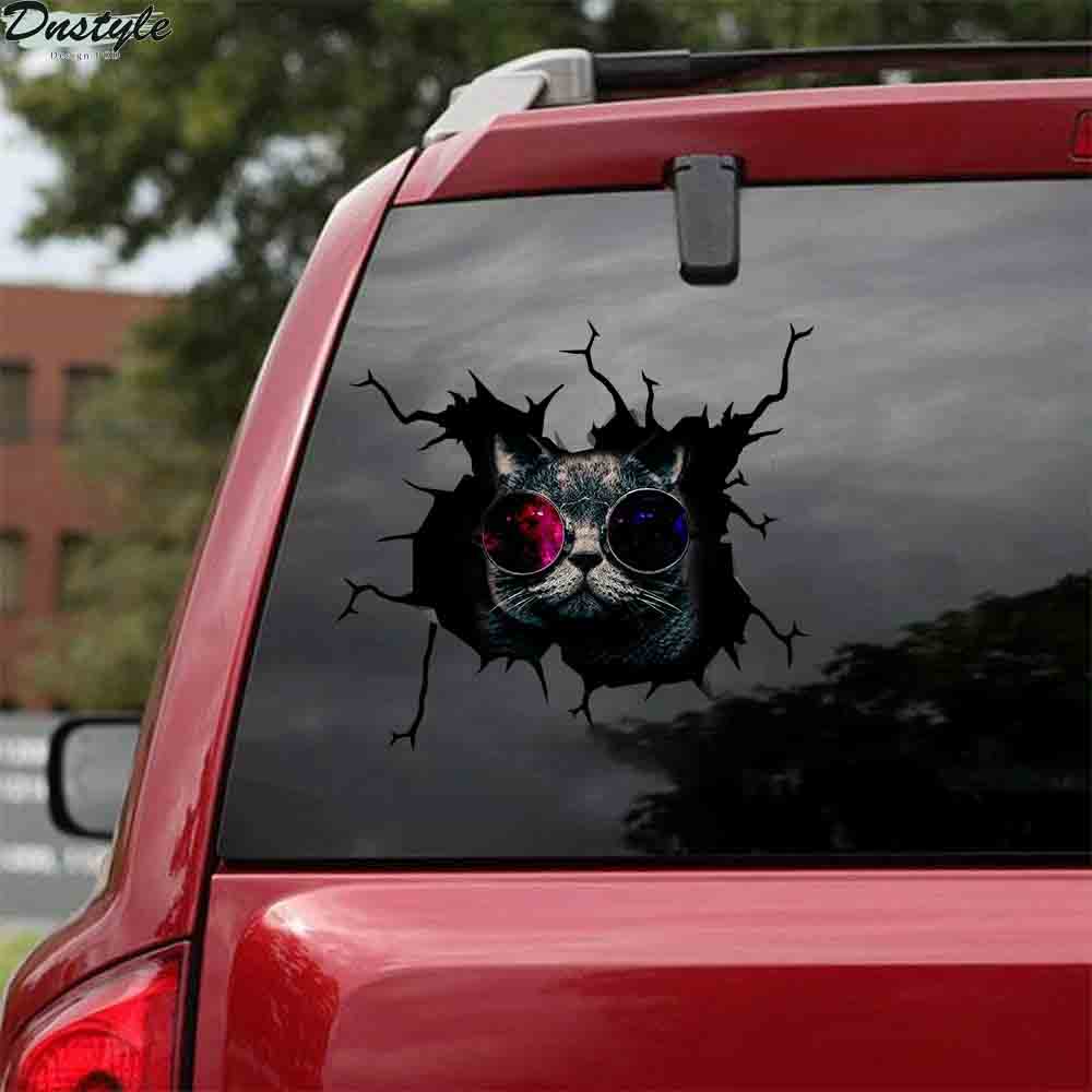 Black cats with glasses car decal sticker