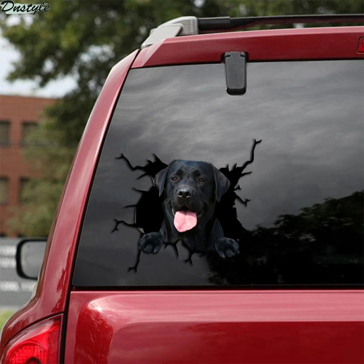 Black labrador crack car decal sticker 1