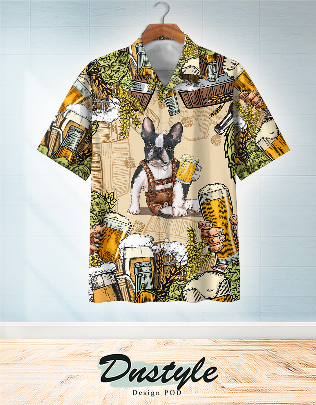 Boston terrier and beer hawaiian shirt