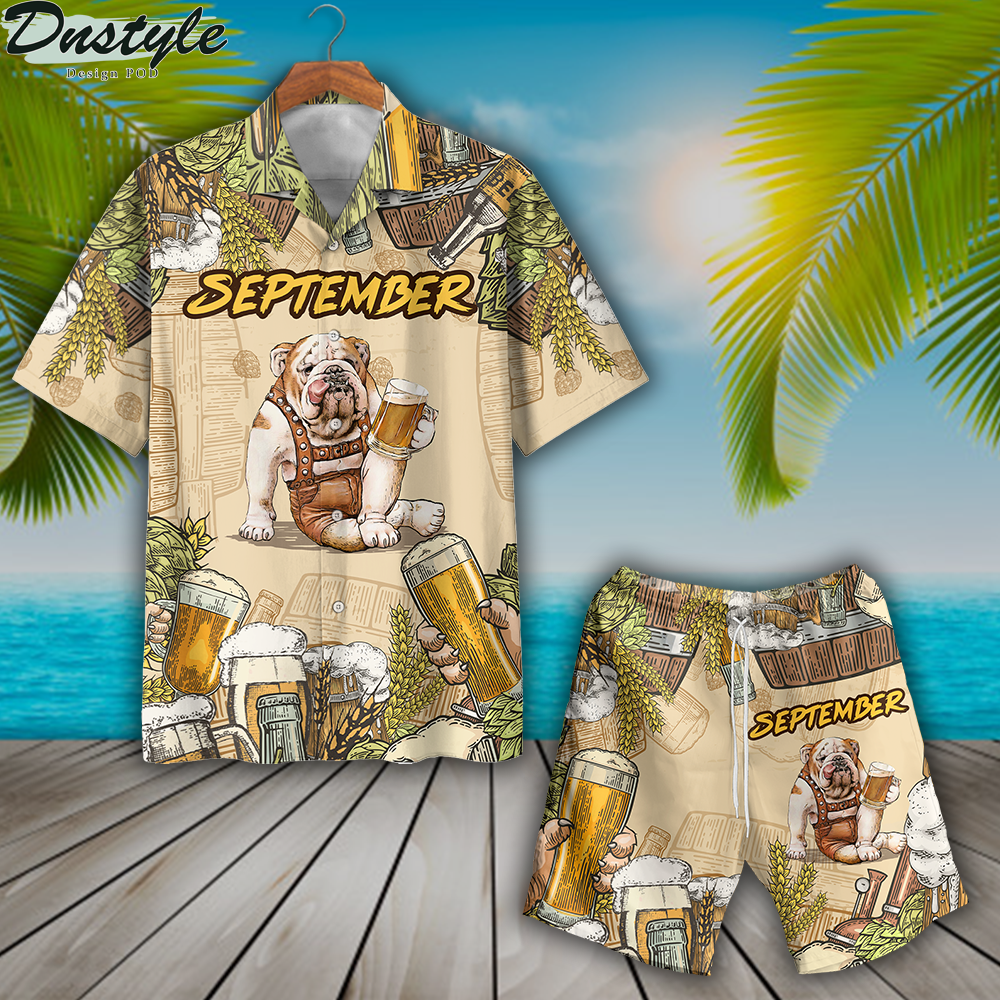 Bulldog beer september hawaiian shirt and short