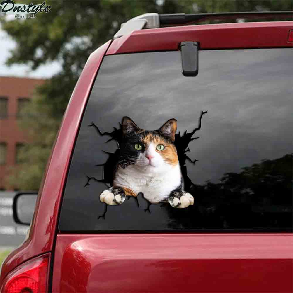 Calico cat crack car decal sticker