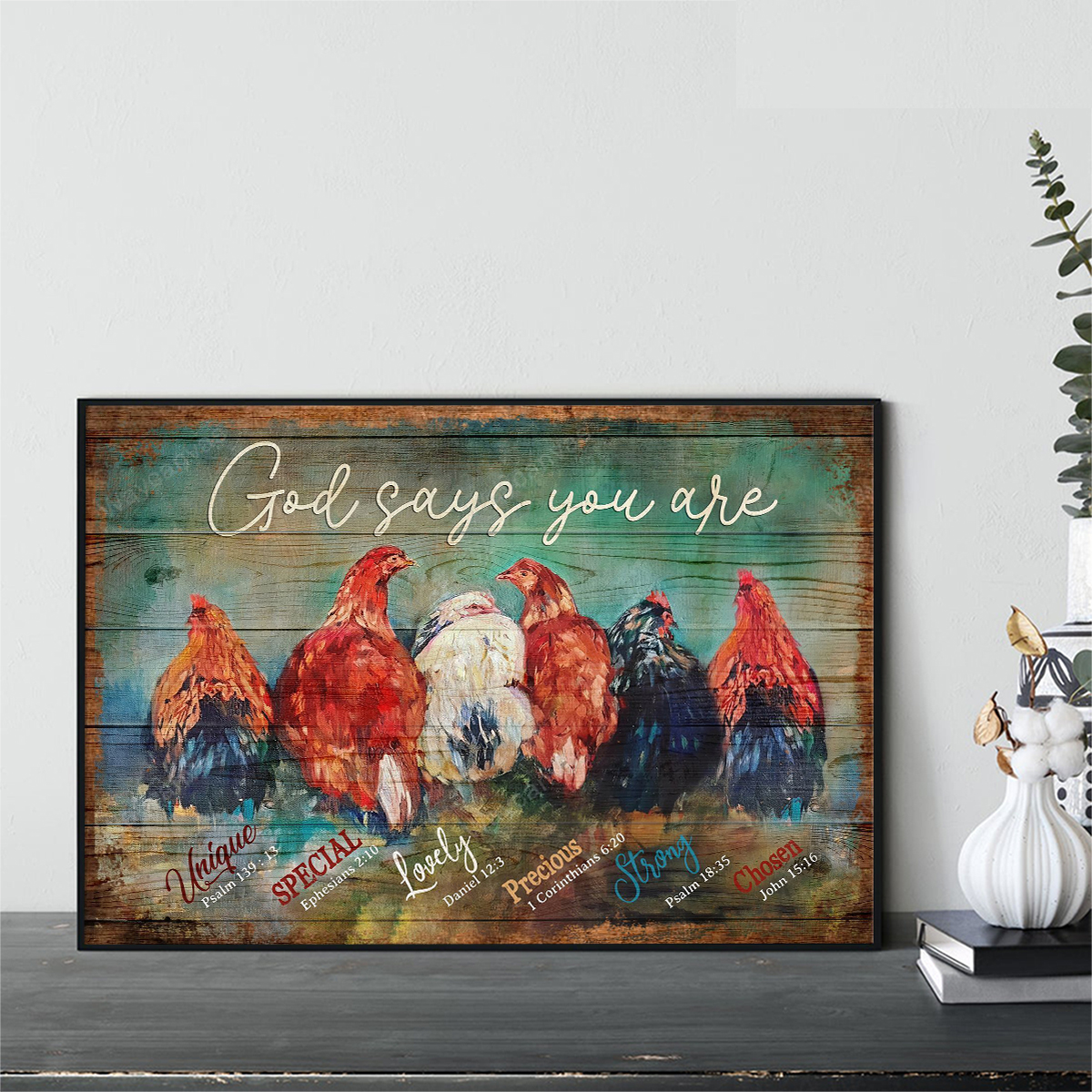 Chickens god says you are jesus canvas small