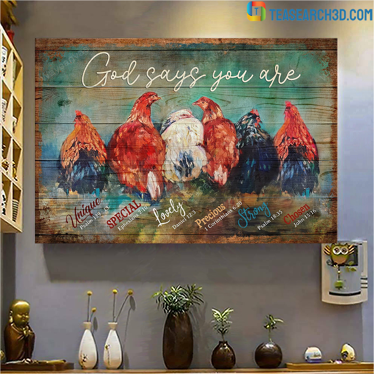 Chickens god says you are jesus canvas