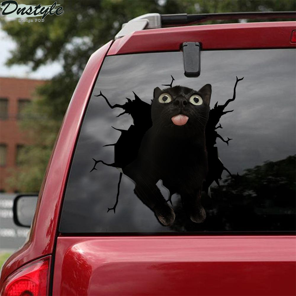 Down syndrome black cat crack car decal sticker