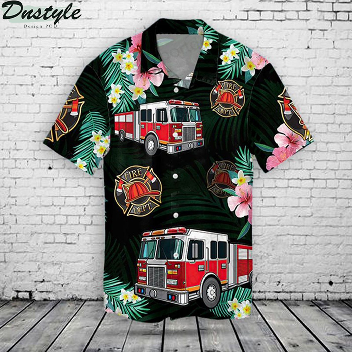 Fire truck hawaiian shirt 2