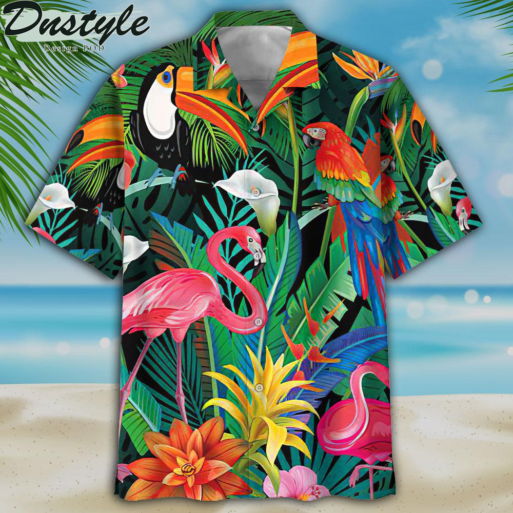 Flamingo and parrots hawaiian shirt 1
