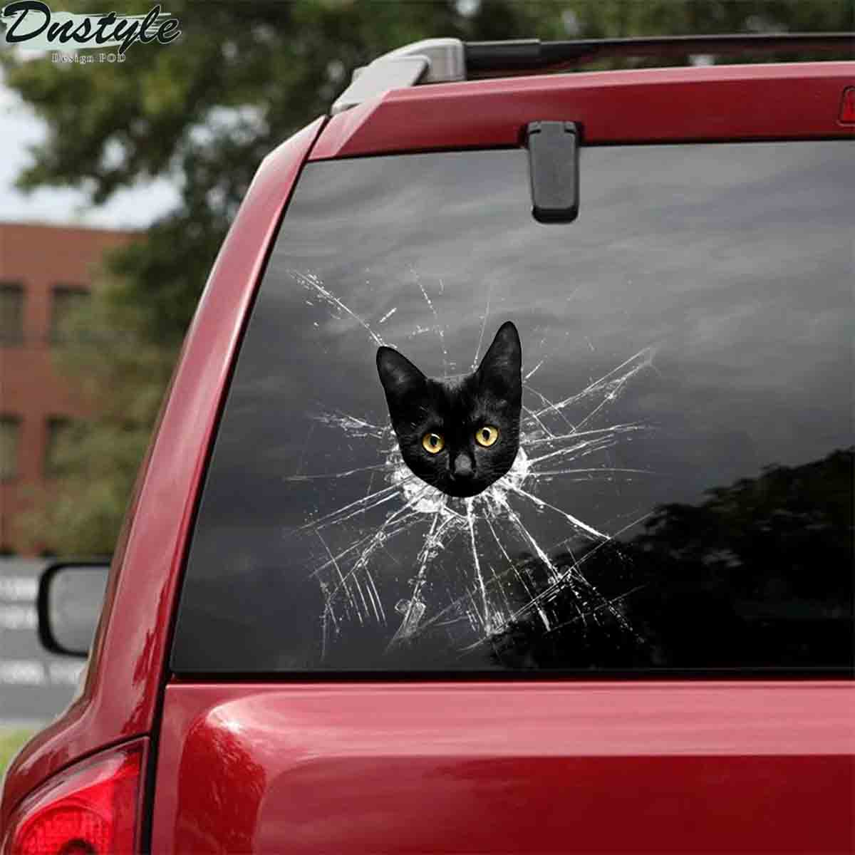 Funny black cats crack car sticker lover 1