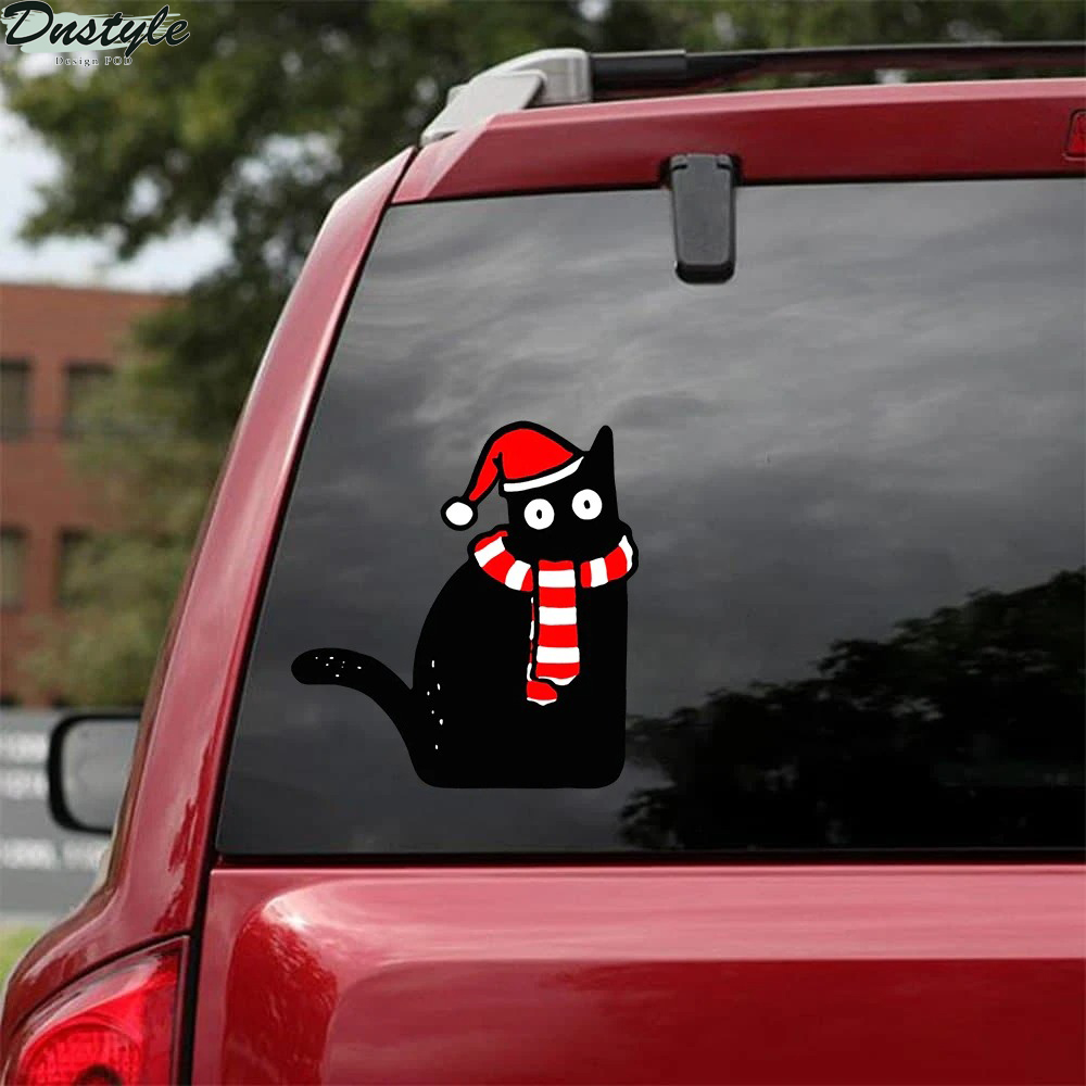 Funny black cats merry christmas car decal sticker