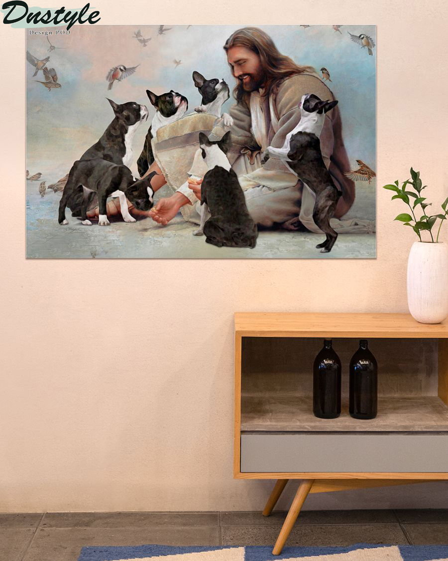 God surrounded by Boston Terrier angels poster 2