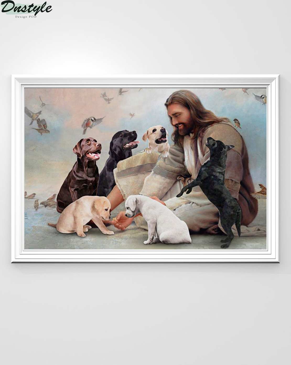 God surrounded by Labrador angels poster A2