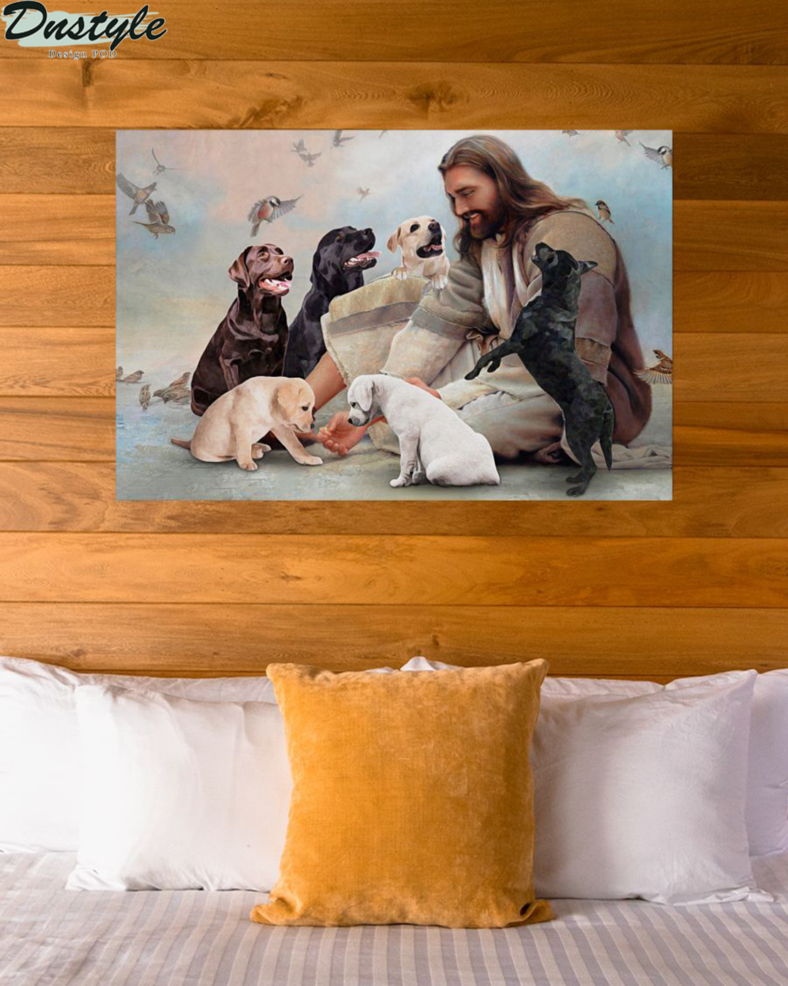 God surrounded by Labrador angels poster