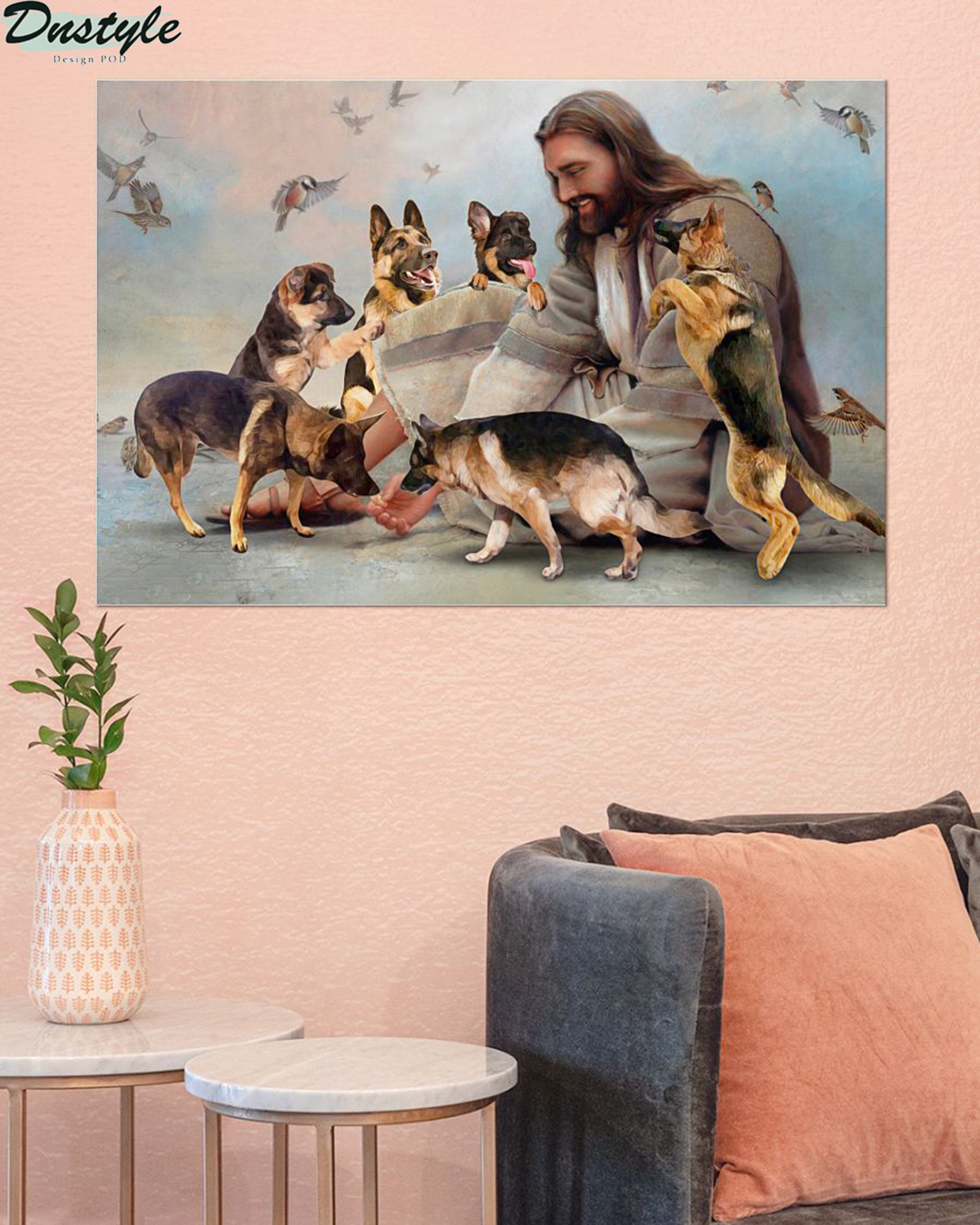 God surrounded by Malinois angels poster A2