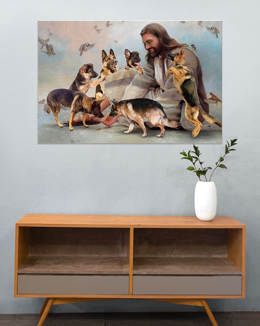 God surrounded by Malinois angels poster A3