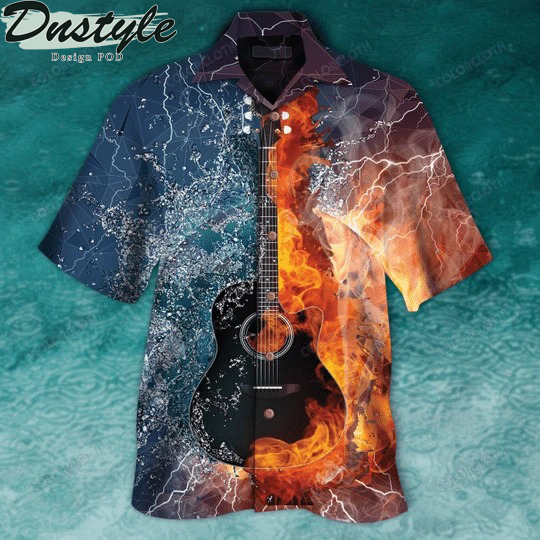 Guitar fire and water hawaiian shirt