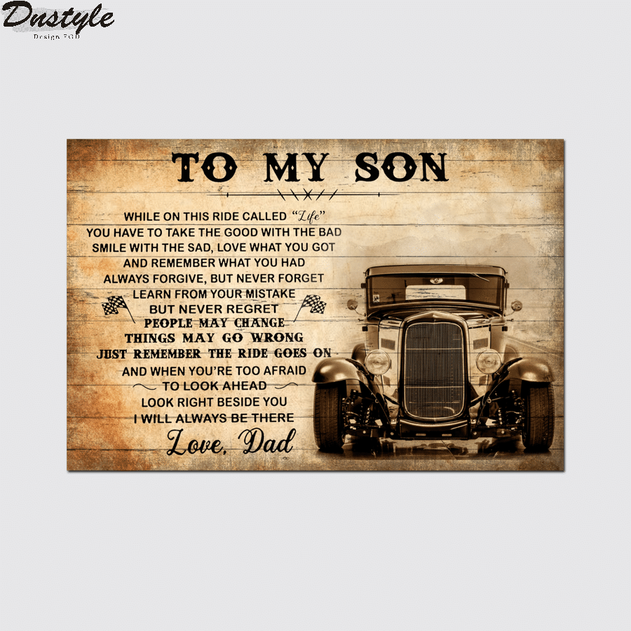 Hot rod to my son love dad canvas 1