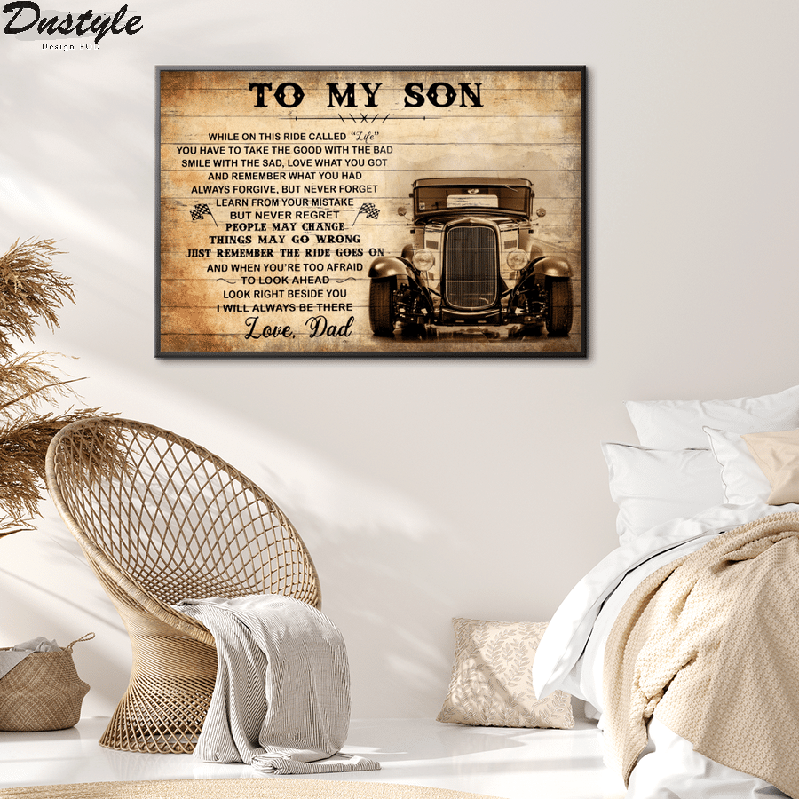 Hot rod to my son love dad canvas 2