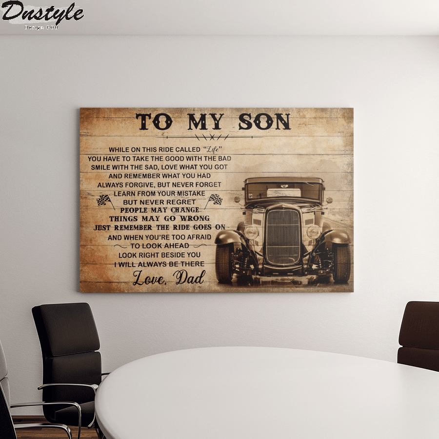 Hot rod to my son love dad canvas