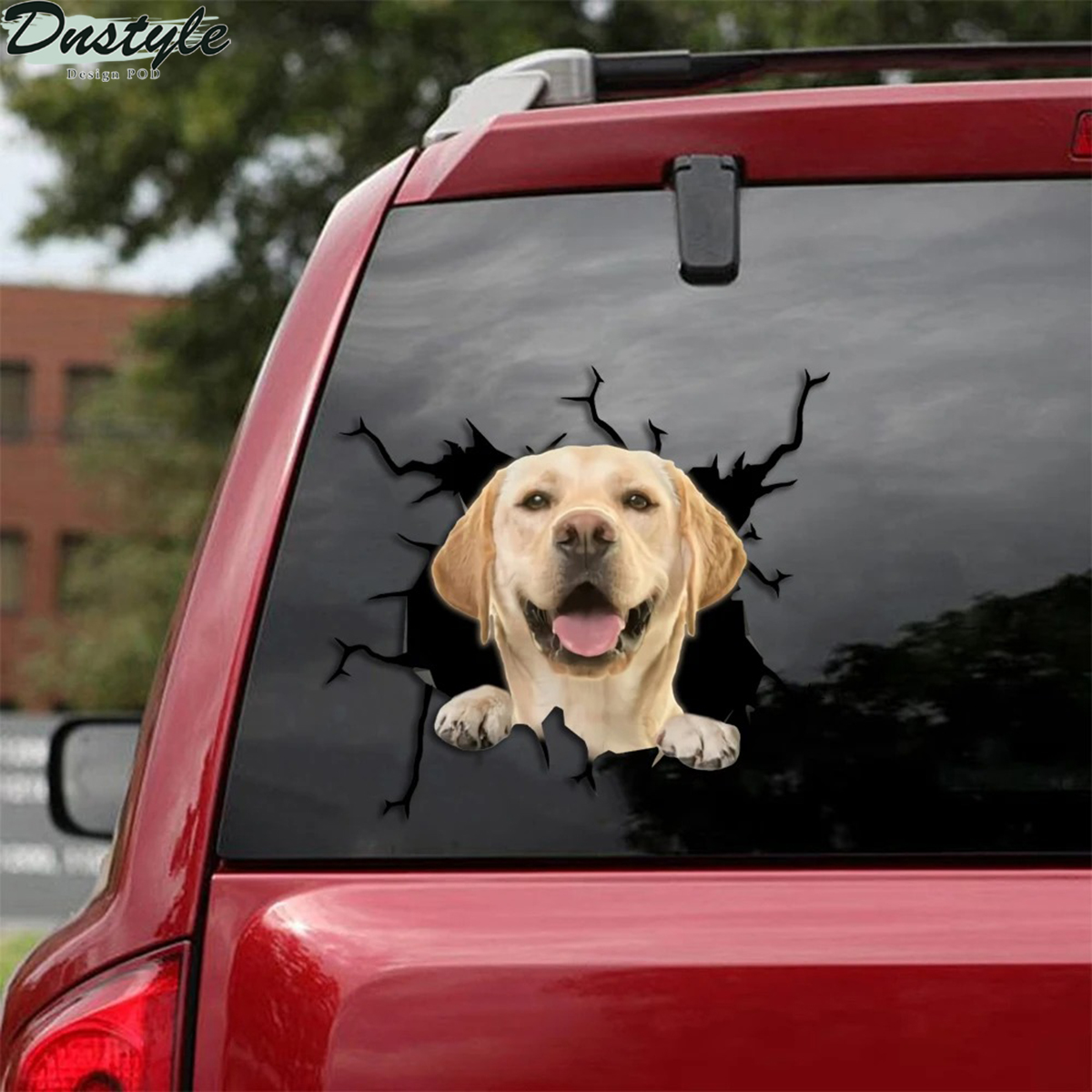 Labrador golden retriever crack car decal sticker 1