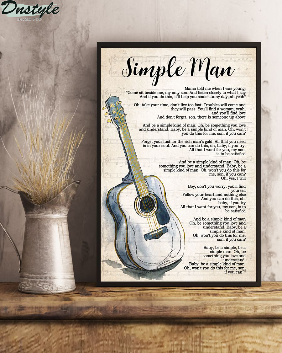 Lynyrd skynyrd guitar simple man lyrics vertical poster 1