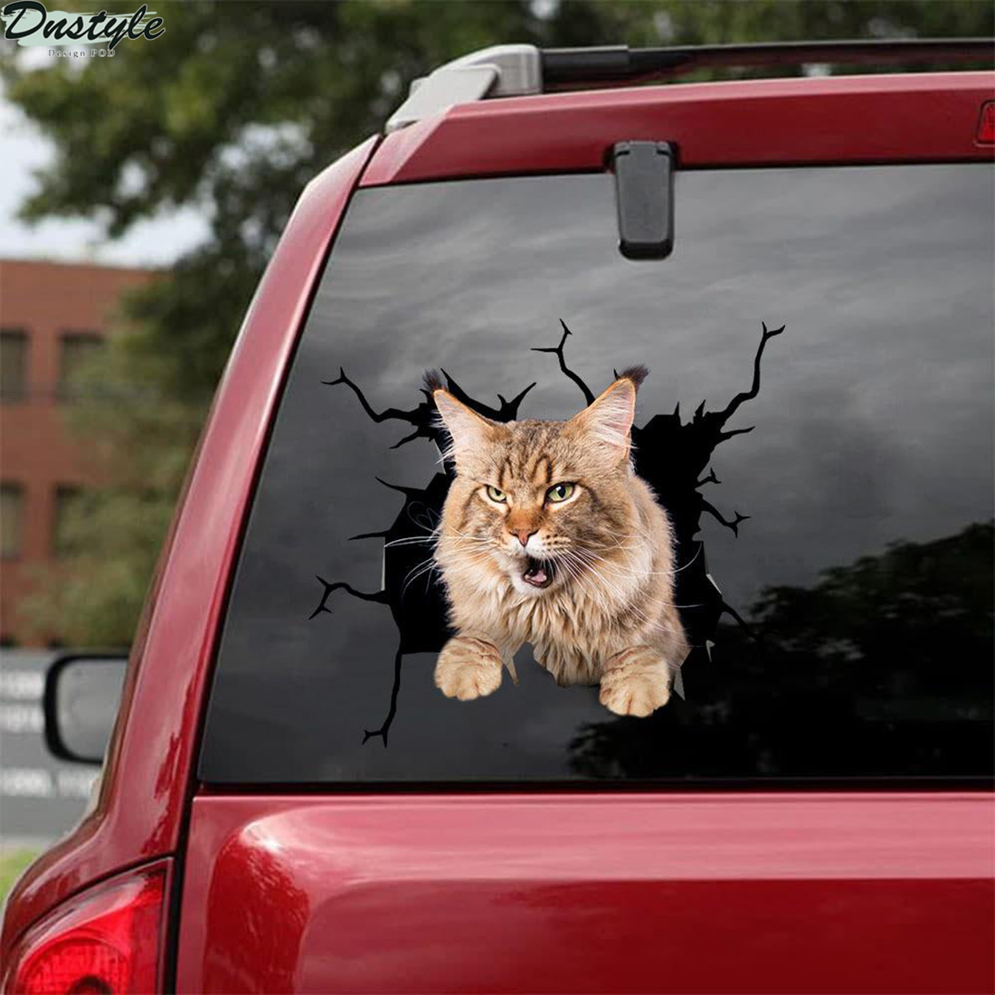 Maine coon cat crack car decal sticker 1