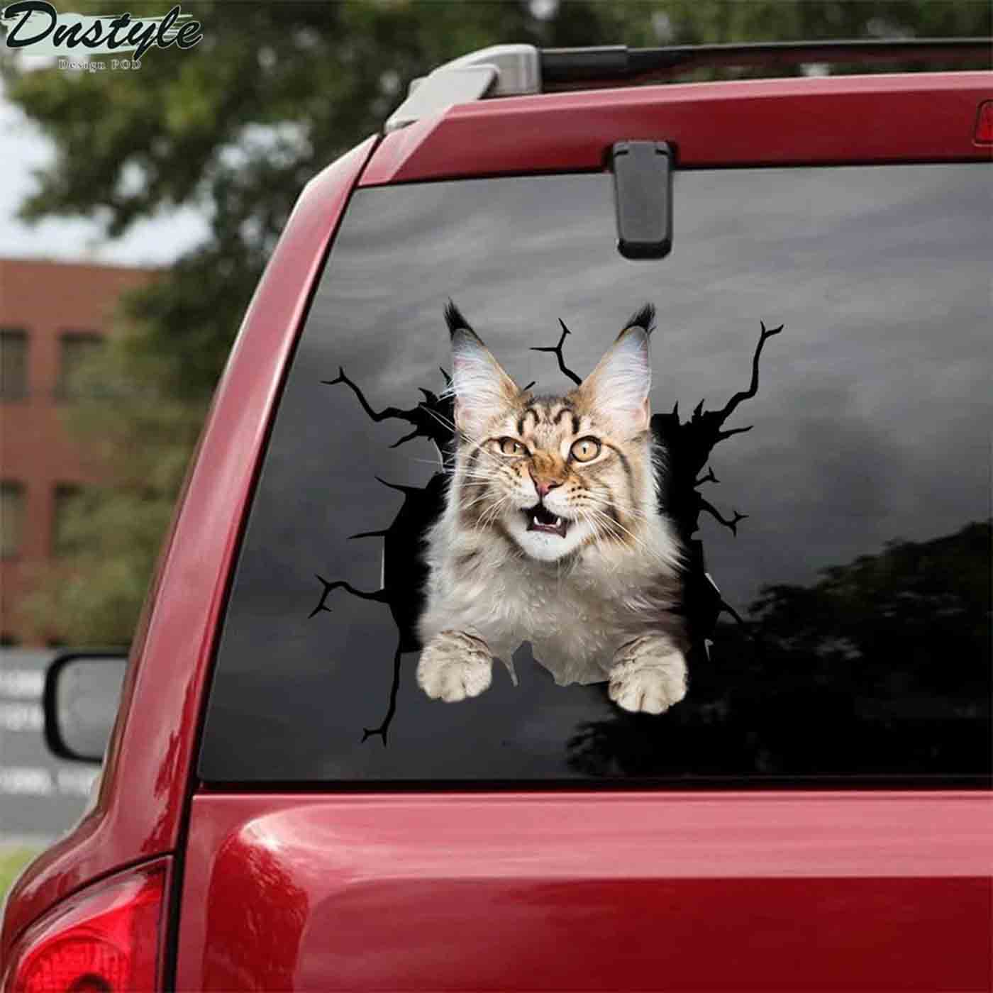 Maine coon cat crack car sticker cats lover 2
