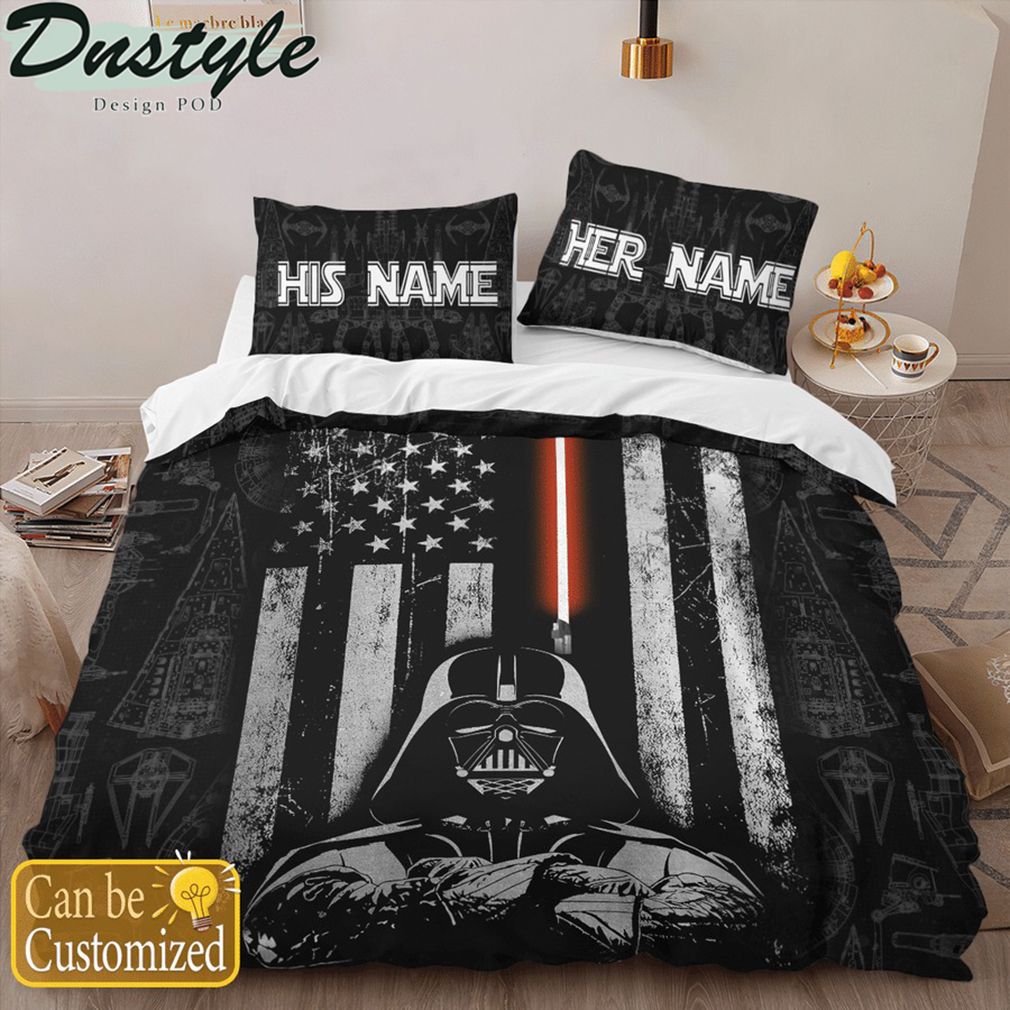 Personalized custom name star wars darth vader america flag bedding set 2