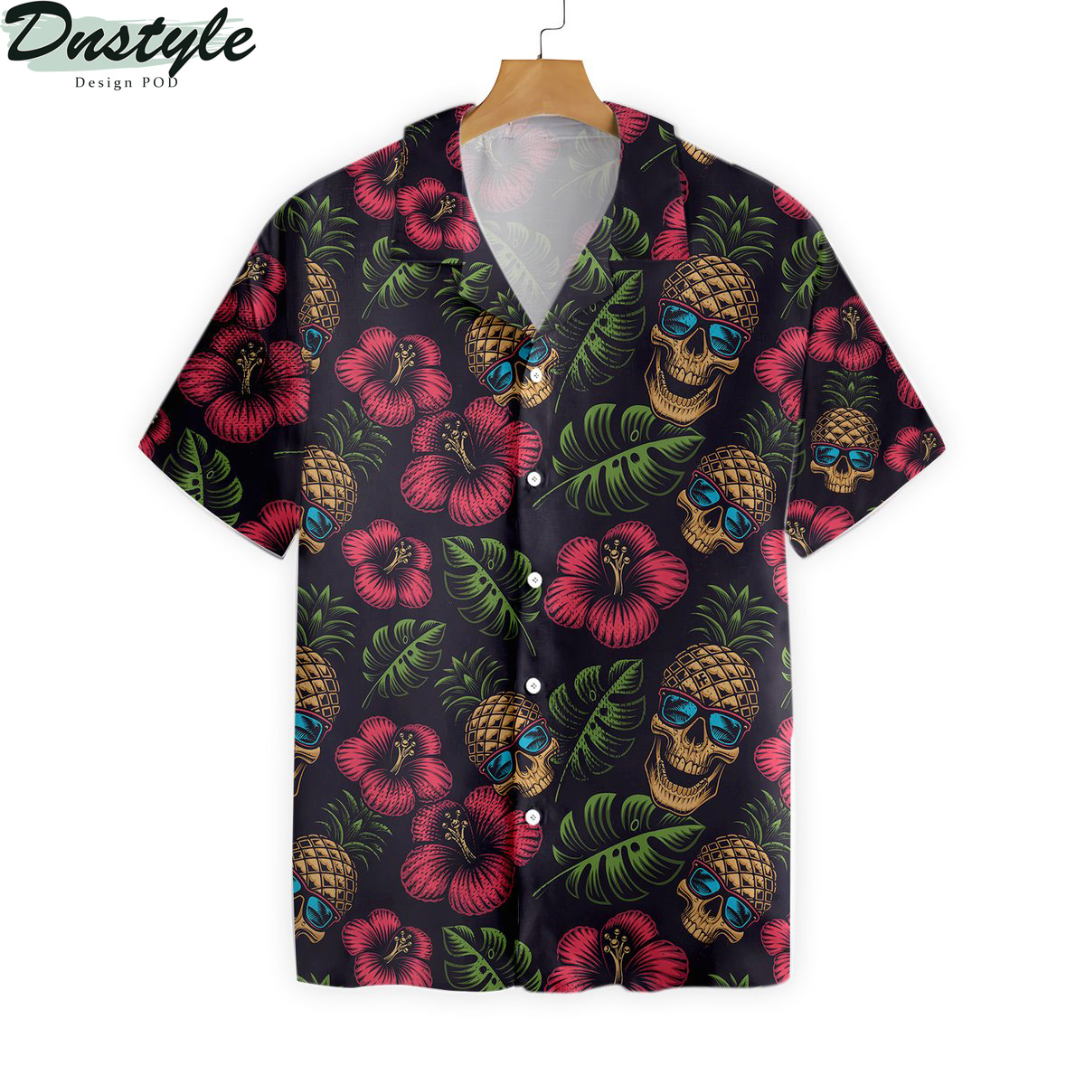 Pineapple Skull Black Hawaiian Shirt 1
