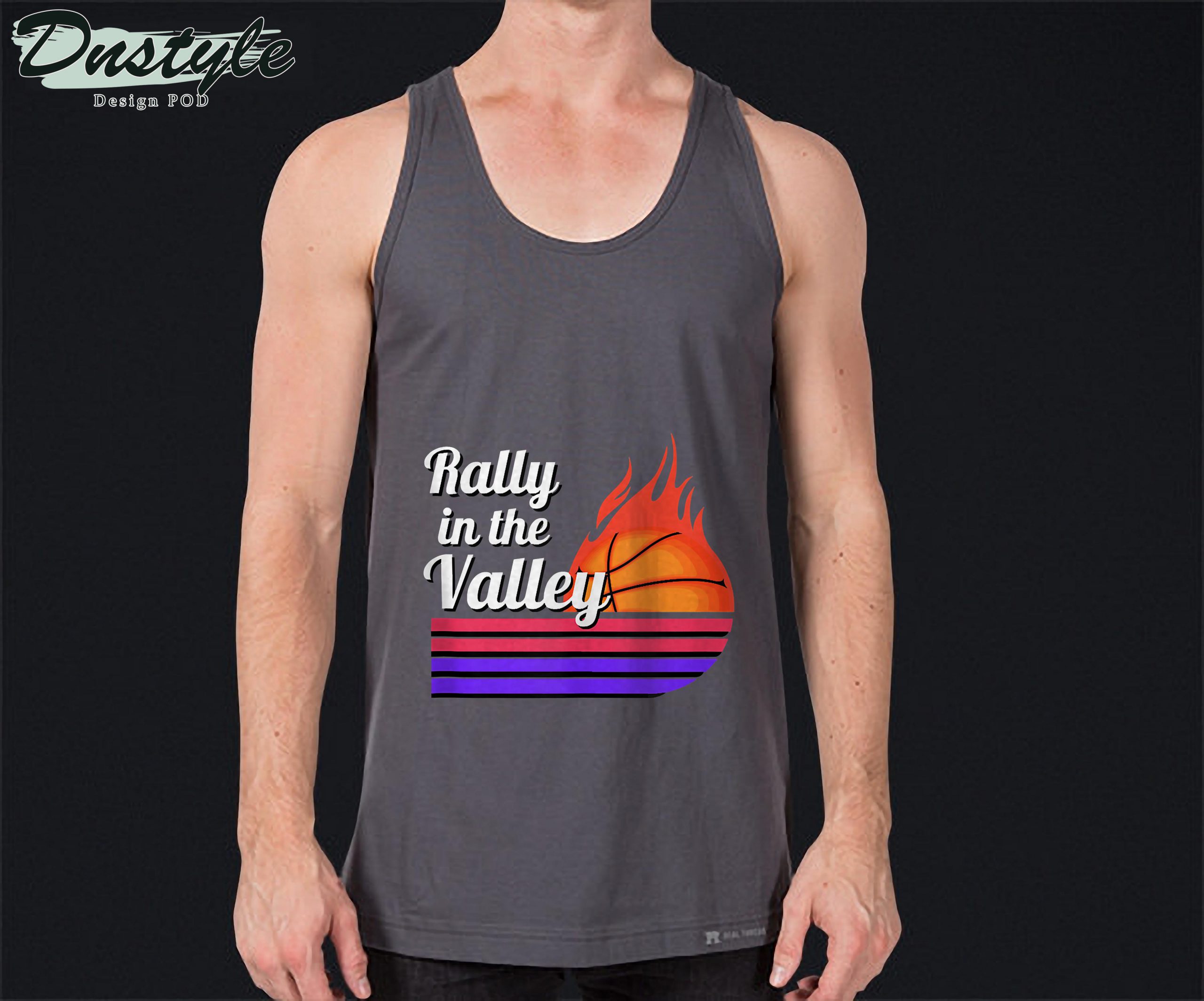 Rally In The Valley Phoenix Flaming Basketball Retro Sunset Tank Top 1