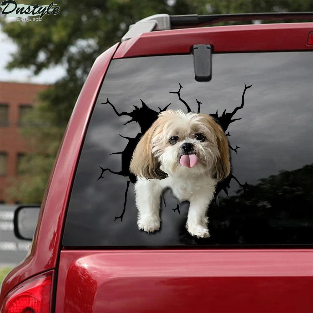 Shih tzu crack car decal sticker dogs lover