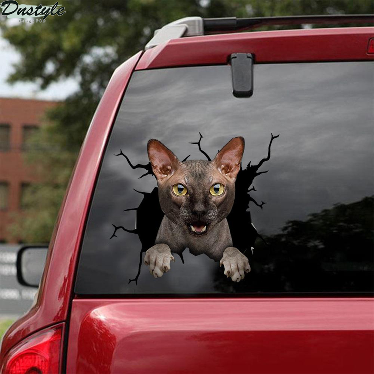 Sphynx black cat car decal sticker 2