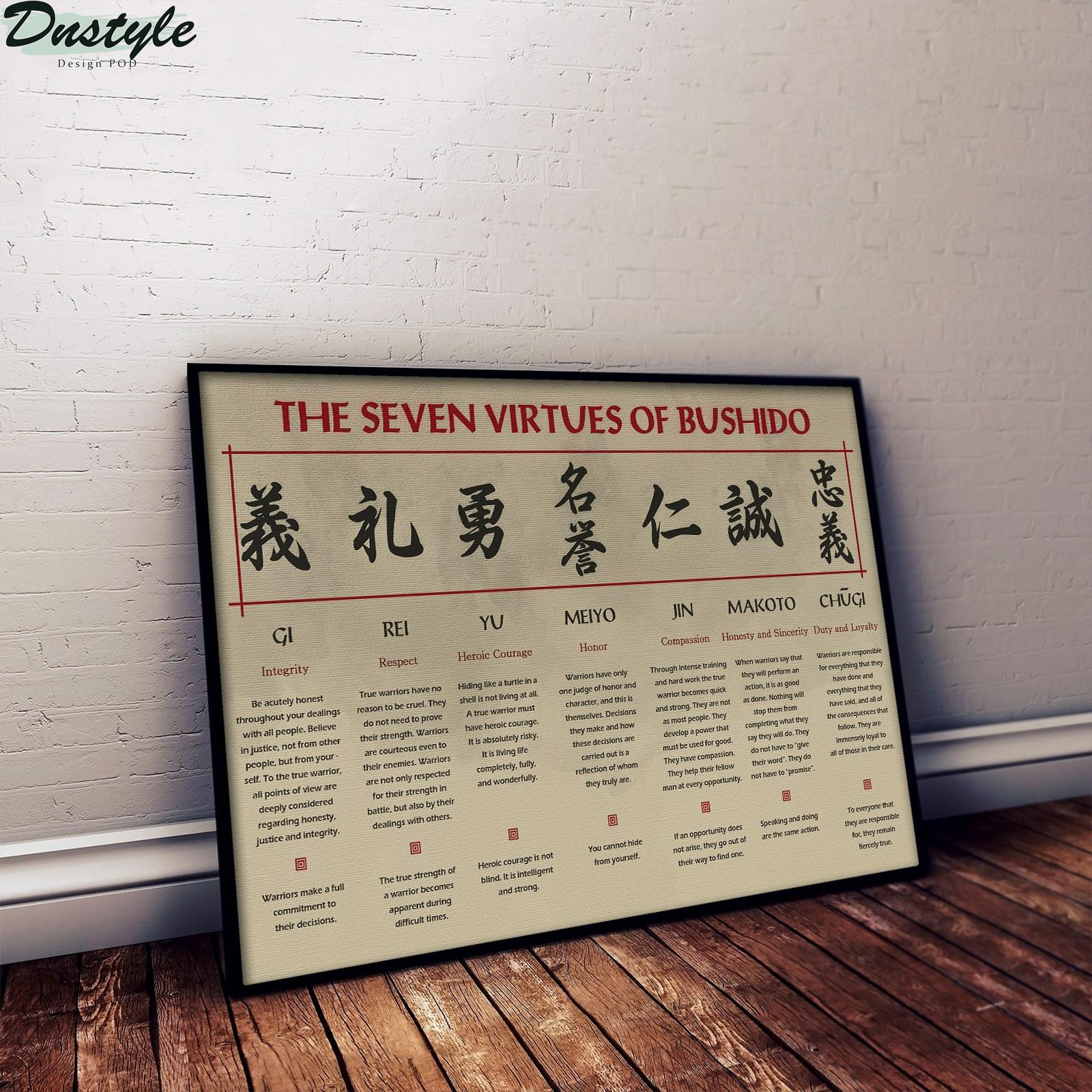The seven virtues of bushido samurai poster 1