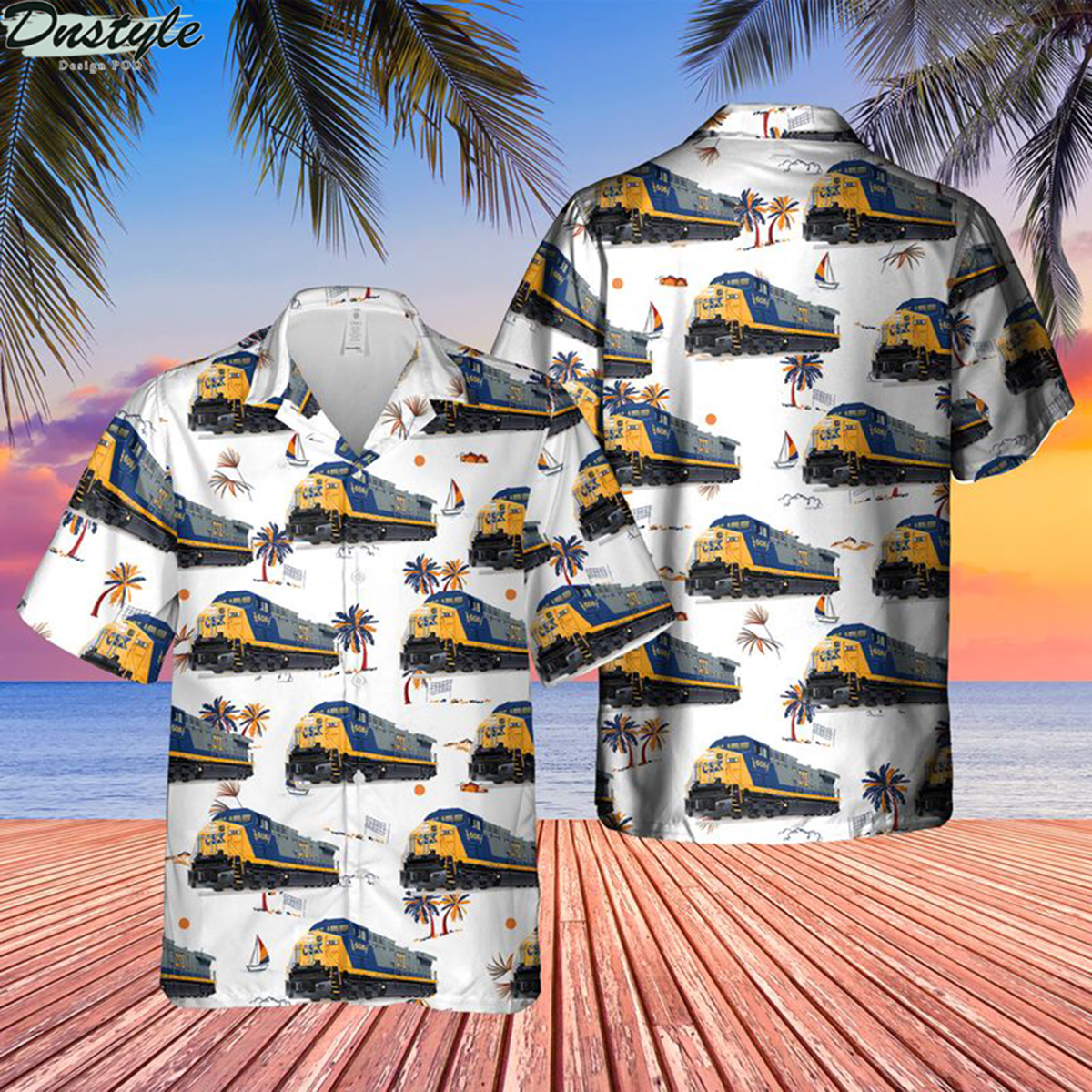 Transportation ge ac6000cw locomotive hawaiian shirt 2