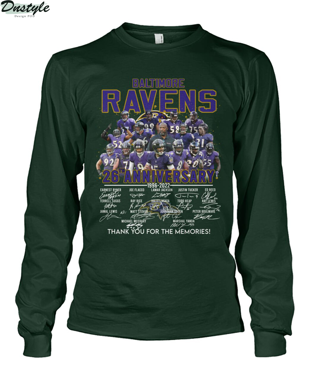 Baltimore ravens 26th anniversary thank you for the memories long sleeve