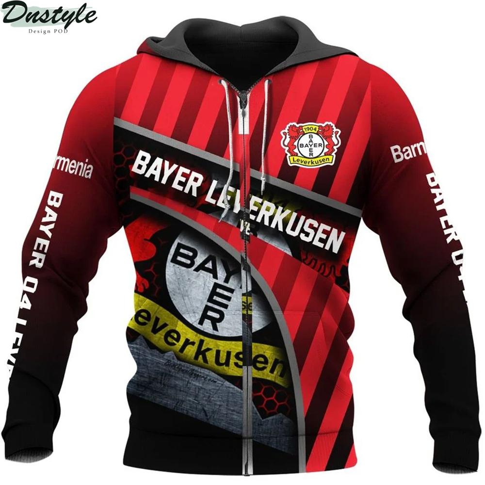 Bayer 04 leverkusen 3d all over printed zip hoodie 1