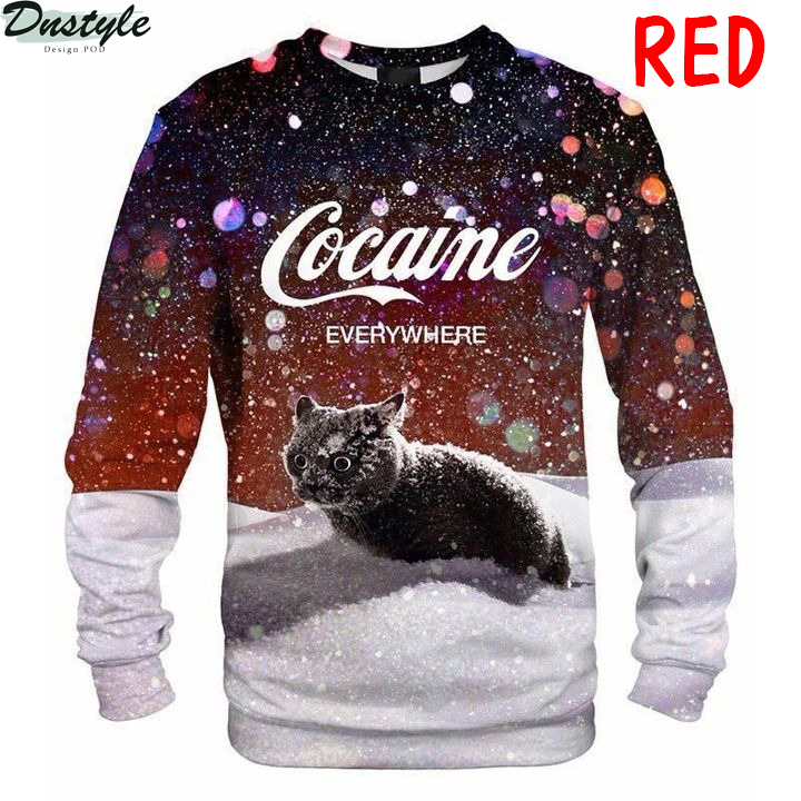 Cat snow cocaine everywhere sweatshirt red