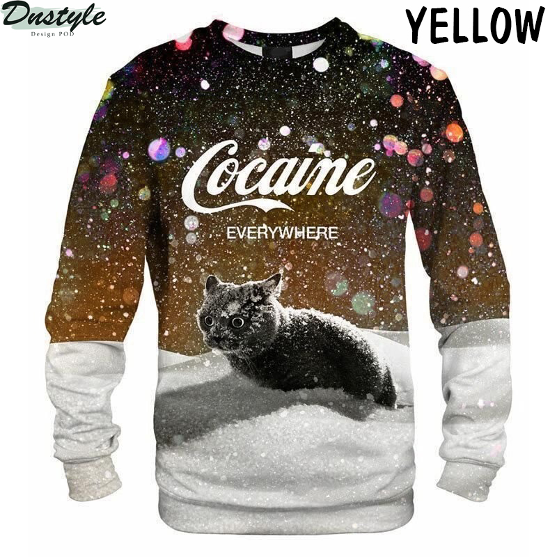 Cat snow cocaine everywhere sweatshirt yellow