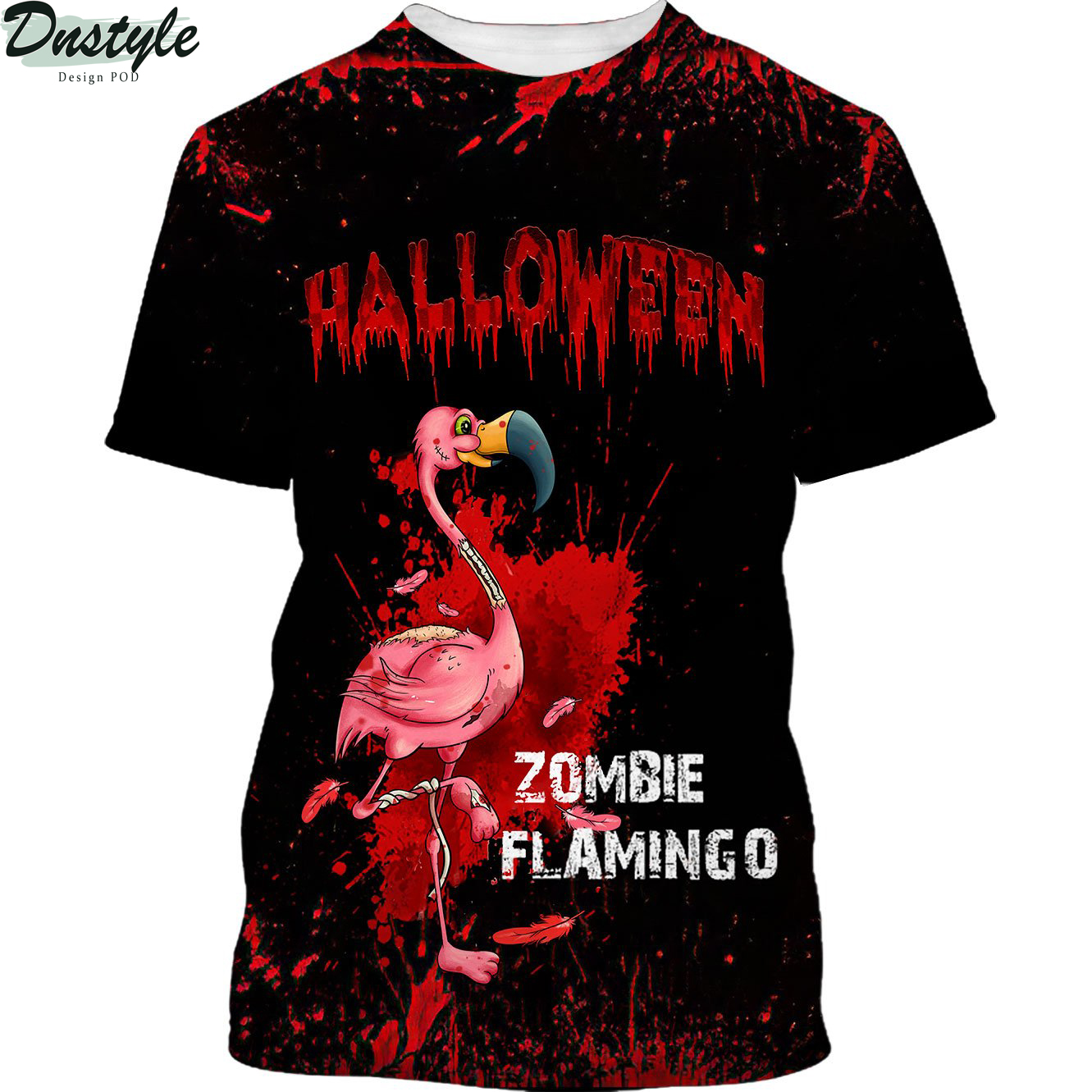 Flamingo Zombie Black Halloween 3d shirt