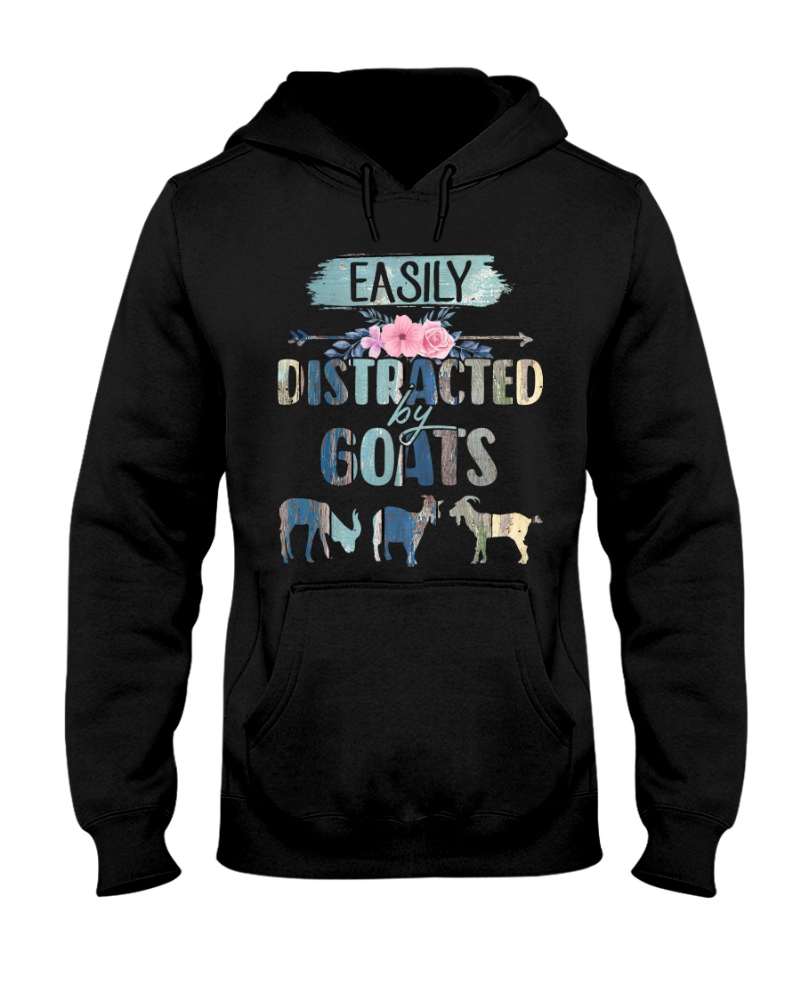 Floral easily distracted by goats hoodie