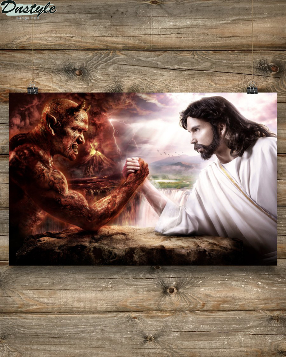 Jesus god vs devil poster 2