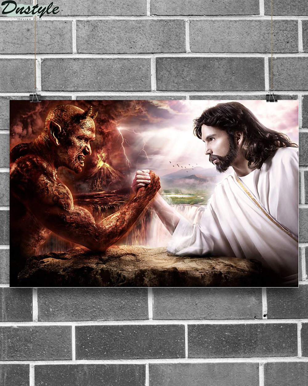 Jesus god vs devil poster