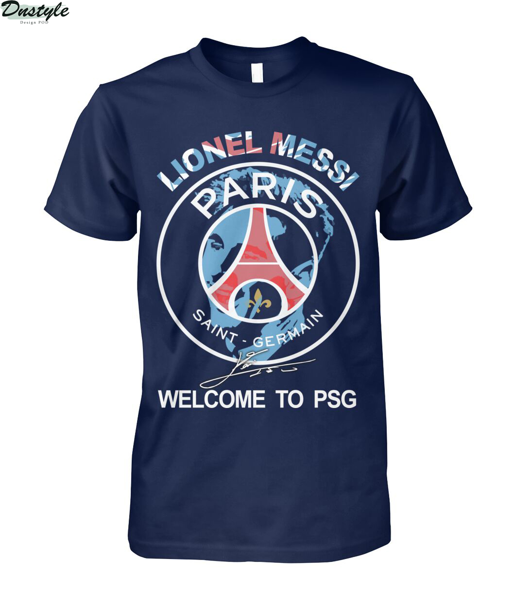 Lionel Messi signature welcome to PSG shirt